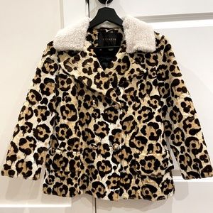 COACH Penny Lane Wild Beast Leopard Short Peacoat